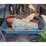 GARDEN TROLLEY AND CONTENTS OF POTS