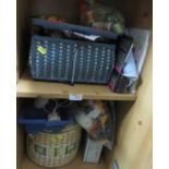 CUPBOARD OF SEWING AND NEEDLEWORK ITEMS INCLUDING THREAD AND FELT