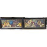 TWO FRAMED AND GLAZED PICTURES STILL LIFE OF FRUIT AFTER GIOVANNI BARBARO