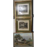 THREE FRAMED AND GLAZED PRINTS OF HORSES AFTER J F HERRING - 'CART MARE AND FOAL', 'HUNTING MARE