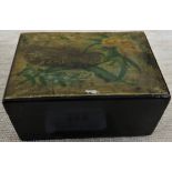 SMALL LACQUERED TRINKET BOX TRANSFER DECORATED FOR ARCADES CRYSTAL PALACE
