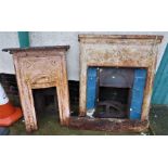 TWO ANTIQUE CAST IRON PAINTED FIREPLACES (A/F)