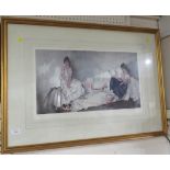 FRAMED AND GLAZED ARTIST'S PROOF OF TWO LADIES READING 'INTERLUDE' WITH PENCIL SIGNATURE AFTER