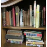 TWO SHELVES OF BOOKS ABOUT COUNTRYSIDE, HUNTING AND FISHING