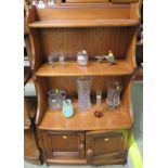 ERCOL MID ELM THREE TIER WATERFALL BOOKCASE WITH CUPBOARD UNDER