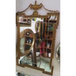 SHAPED WALL MIRROR WITH CUT GLASS AND GILT DECORATION