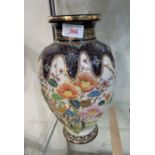 JAPANESE CERAMIC BALUSTER VASE WITH FLORAL DECORATION