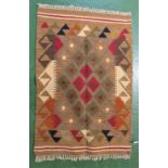 SMALL BROWN GROUND HAND KNOTTED PATTERNED RUG (90CM X 60CM)