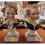 PAIR OF FRENCH STAFFORDSHIRE STYLE BUSTS OF CHILDREN