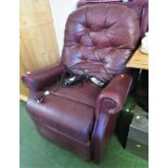 HSL MOBILITY ELECTRIC LIFT AND RISE RECLINING ARMCHAIR IN MAROON LEATHER EFFECT UPHOLSTERY