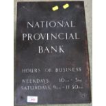 ENGRAVED METAL SIGN FOR 'NATIONAL PROVINCIAL BANK'
