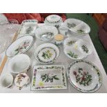 ROYAL WORCESTER 'WORCESTER HERBS' CHINA INCLUDING FLAN DISH, SEGMENTED SERVING DISHES AND LIDDED