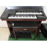 YAMAHA ELECTONE EL-60 ELECTRIC ORGAN WITH STOOL, MANUAL AND MUSIC BOOKS