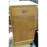 VINTAGE MEREDEW LIGHT WOOD BEDSIDE CABINET WITH SINGLE DRAWER AND CUPBOARD