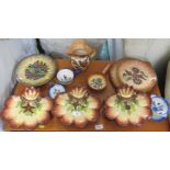 ASSORTED QUIMPER POTTERY FOUILLEN ITEMS INCLUDING PLATES AND JUG