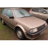 FROM DECEASED ESTATE - BEIGE TOYOTA STARLET GL THREE-DOOR HATCHBACK; D136NDV REGISTERED AUGUST 1986;