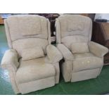 PAIR OF ELECTRIC RECLINING ARMCHAIRS IN BEIGE UPHOLSTERY