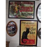 TWO FRAMED AND GLAZED REPRODUCTION FRENCH POSTERS - 'JOUETS' AND 'CHAT NOIR'