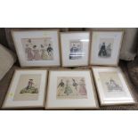 SIX FRAMED PICTURES AND PRINTS OF LADIES AND GENTLEMEN OF FASHION