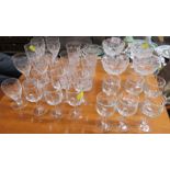 SIX STUART CRYSTAL WINE GLASSES ENGRAVED WITH FLOWERS, FOUR WEBB CRYSTAL WINE GLASSES AND OTHER