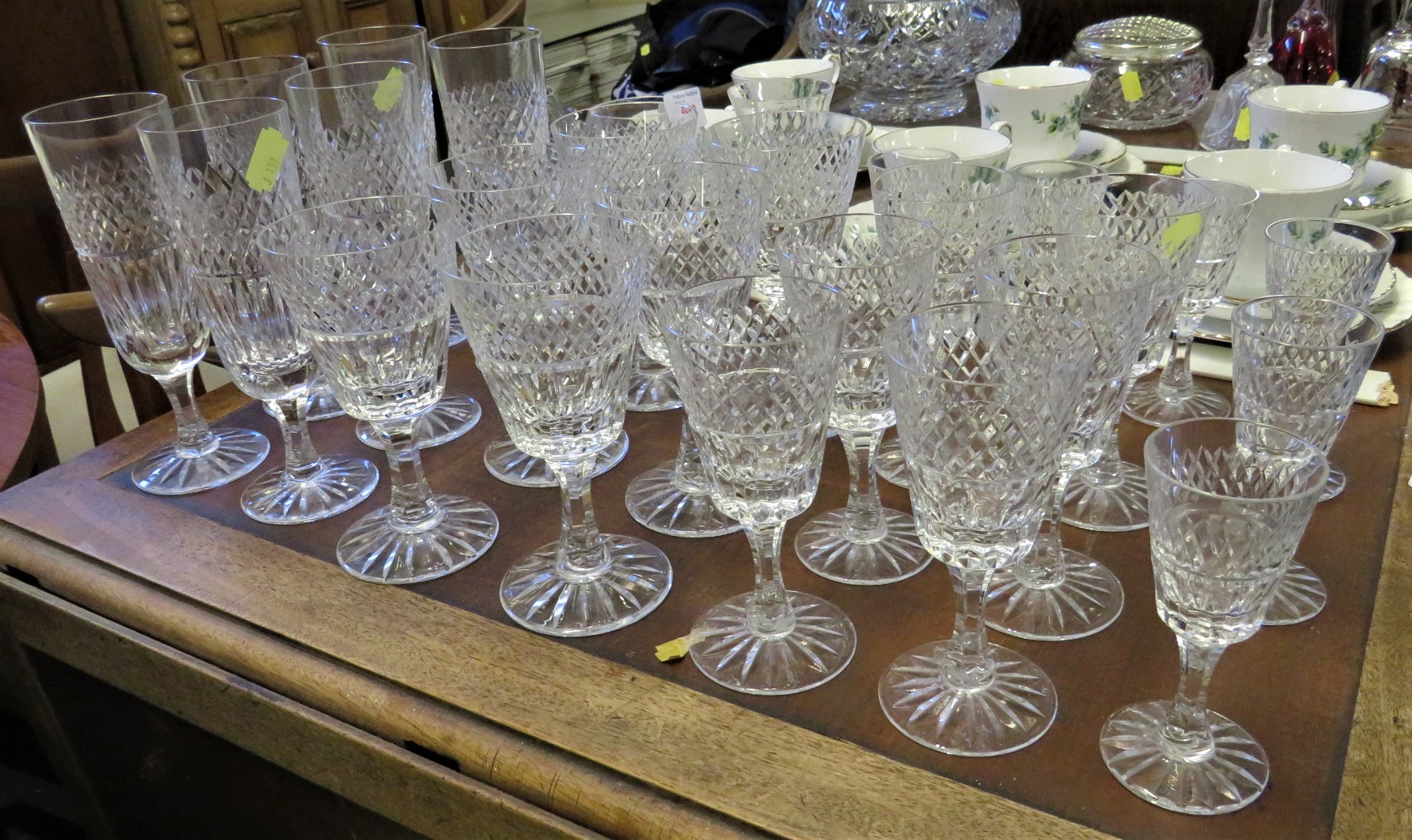 CUT CRYSTAL DRINKING GLASSES INCLUDING WINE AND BRANDY - Image 2 of 3