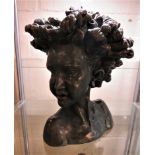 BY RONALD MOLL, A COLD CAST BRONZED BUST TITLED CALISSA, SIGNED LIMITED EDITION, NUMBERED 65 OF 750