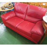 RED LEATHER TWO SEATER SOFA