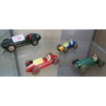 FOUR DINKY DIE-CAST VINTAGE RACING CARS