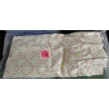 SINGLE INTERLINED CURTAIN, CREAM GROUND WITH PINK EMBROIDERED FOLIATE PATTERN (212CM DROP)
