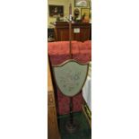 VICTORIAN MAHOGANY POLE FIRE SCREEN