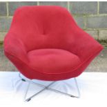 CONTEMPORARY ROM RICO RED UPHOLSTERED CHAIR WITH METAL BASE
