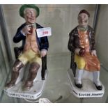 PAIR OF STAFFORDSHIRE POTTERY FIGURES OF SEATED GENTS - 'TAM O'SHANTER' AND 'SOUTER JOHNNIE'