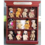 DANBURY MINT 'THE TEDDY BEAR MUSEUM SHOWCASE', TWELVE SMALL MOHAIR BEARS DESIGNED BY SUSAN