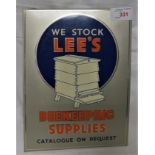 VINTAGE ADVERTISING - TABLE SIGN FOR LEES BEEKEEPING SUPPLIES, CARDBOARD WITH METALLIC FINISH