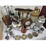 VINTAGE ITEMS INCLUDING FIRESIDE COMPANION SET, STONEWARE FLAGON AND OTHER ITEMS