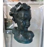 BY RONALD MOLL, A COLD CAST BRONZED BUST TITLED BELLISSA, SIGNED LIMITED EDITION, NUMBERED 167 OF