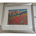 FRAMED AND MOUNTED LIMITED EDITION PRINT OF POPPY FIELD AFTER JOHN HOLT 144 / 250