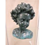 BY RONALD MOLL, A COLD CAST BRONZED BUST TITLED ARABELLA, SIGNED LIMITED EDITION, NUMBERED 102 OF