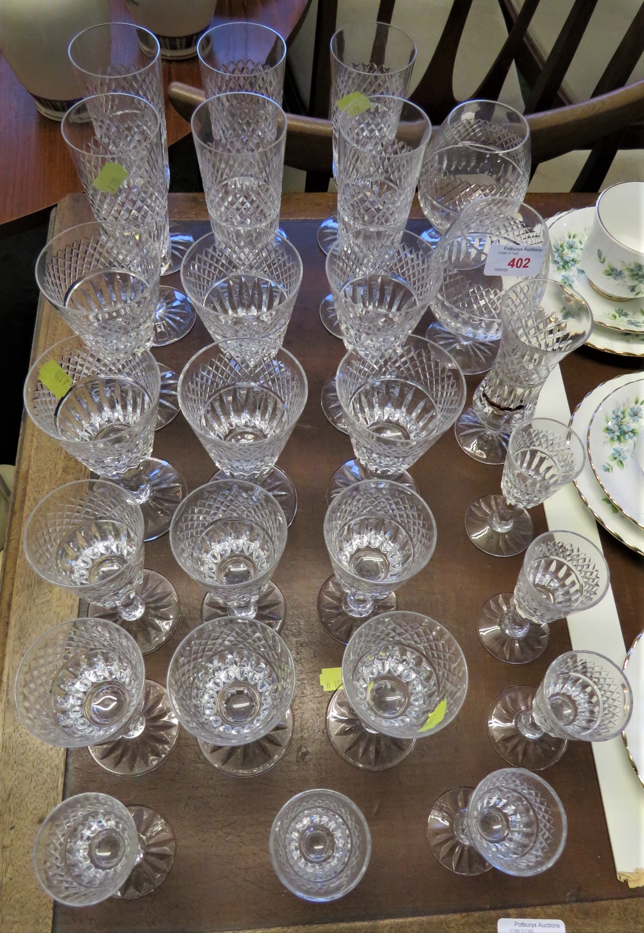 CUT CRYSTAL DRINKING GLASSES INCLUDING WINE AND BRANDY - Image 3 of 3