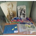 AUTOGRAPH BOOK WITH ENTRIES, TOURIST PENNANTS, VINTAGE CELEBRITY PHOTOGRAPHS AND ASSORTED