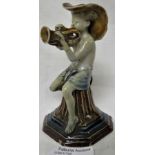 GEORGE TINWORTH DOULTON LAMBETH STONEWARE 'MERRY MUSICIAN' FIGURE OF BOY PLAYING TRUMPET,