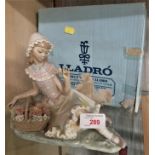 LLADRO FIGURINE OF SEATED GIRL WITH FLOWER BASKET 4907 (WITH ORIGINAL BOX)