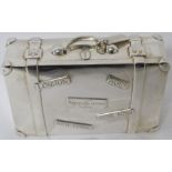 Asprey & Garrard silver trinket box modelled as a suitcase, marks for Birmingham, 1999, and maker'