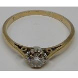 Solitaire diamond ring, stone estimate at 0.45ct, the shank with worn marks, gross weight of ring