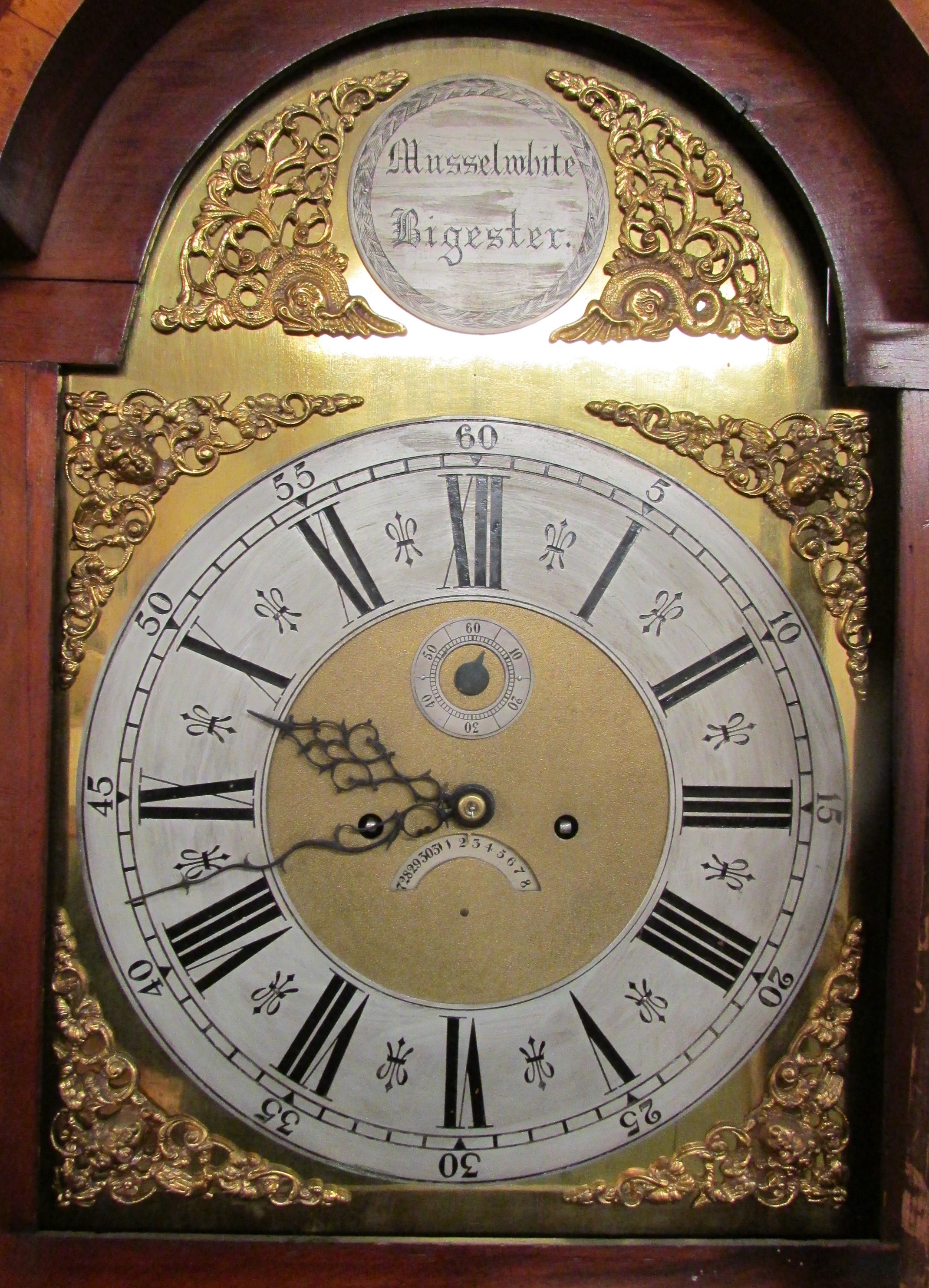 An early 19th century eight day striking long case clock by Mussel White of Bigester with silvered - Image 3 of 5