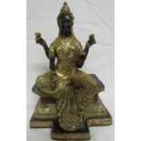 Castle metal figure of Vishnu seated on stepped plinth, with gilding, height 25.5cm