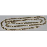 9 carat imported gold figaro link neck chain, stamped 9KT ITALY and import marks, length about 51cm,