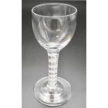 Georgian wine glass with double series opaque twist stem, an inner double helix and an outer