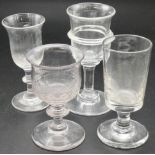 Four various 19th century wine glasses - (1) wine glass or dram glass with plain bucket bowl, height