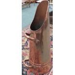 Victorian tall copper coal scuttle, height 59cm